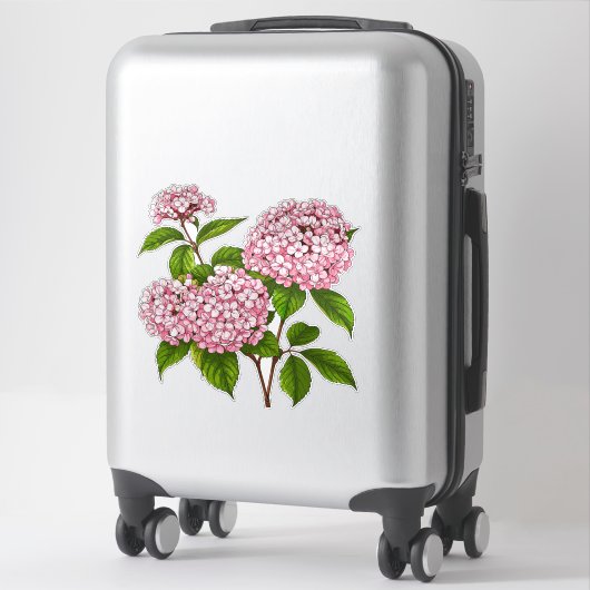 Pink Hydrangea Flowers in Full Bloom Aufkleber (Koffer)