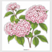 Pink Hydrangea Flowers in Full Bloom Aufkleber (Blatt)