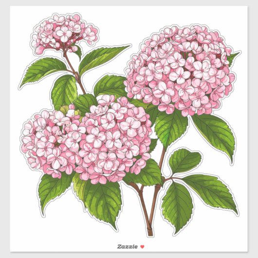 Pink Hydrangea Flowers in Full Bloom Aufkleber (Blatt)