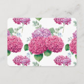 Pink Hydrangea Flowers Watercolor Elegant Wedding Begleitkarte (Rückseite)