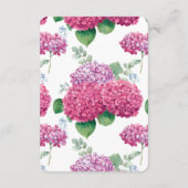 Pink Hydrangea Flowers Watercolor Elegant Wedding Begleitkarte (Rückseite)