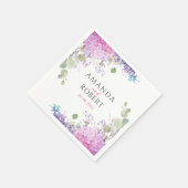 Pink Hydrangea Flowers Watercolor Elegant Wedding Serviette (Ecke)