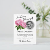 Pink Hydrangea Foto Beerdigung Dankeskarte (Stehend Vorderseite)