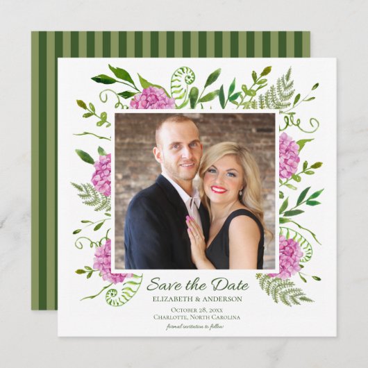 Pink-Hydrangea-Foto Save The Date (Vorne/Hinten)