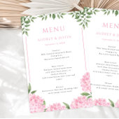 Pink Hydrangea Framed Border Wedding Paper Menü