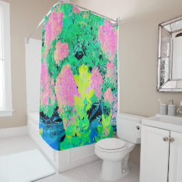 Pink Hydrangea Garden mit gelben Folies Duschvorhang