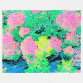 Pink Hydrangea Garden mit gelben Folies Fleecedecke (Vorderseite (Horizontal))
