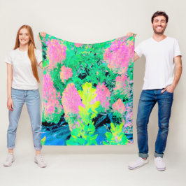 Pink Hydrangea Garden mit gelben Folies Fleecedecke