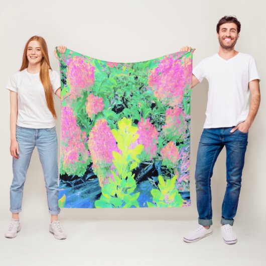 Pink Hydrangea Garden mit gelben Folies Fleecedecke (Beispiel)