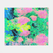 Pink Hydrangea Garden mit gelben Folies Fleecedecke (Vorderseite (Horizontal))