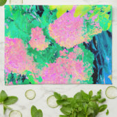 Pink Hydrangea Garden mit gelben Folies Geschirrtuch (Gefaltet)
