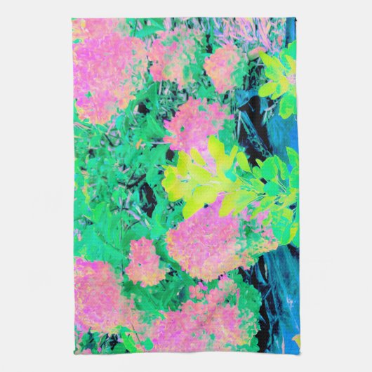 Pink Hydrangea Garden mit gelben Folies Geschirrtuch (Vertikal)