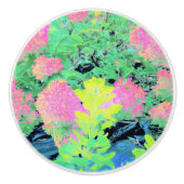 Pink Hydrangea Garden mit gelben Folies Keramikknauf (Vorderseite)