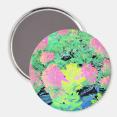 Pink Hydrangea Garden mit gelben Folies Magnet (Vorderseite/Rückseite)