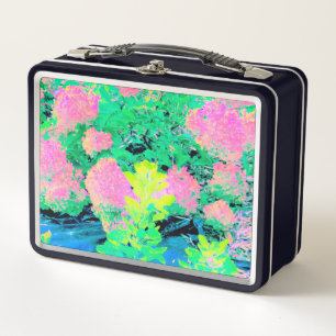 Pink Hydrangea Garden mit gelben Folies Metall Brotdose