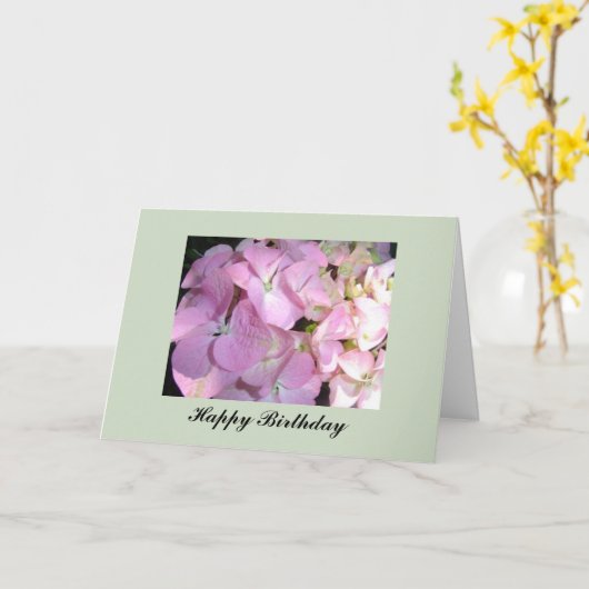 Pink Hydrangea Geburtstag Karte (Gelbe Blume)