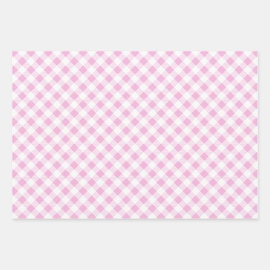 Pink Hydrangea Gingham und Polka Dot Pattern Geschenkpapier Set (Vorderseite 2)