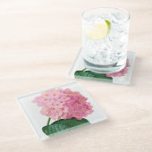 Pink Hydrangea Glass Untersetzer (Schrägansicht)