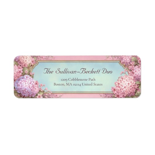 Pink Hydrangea Gold Filigree Sky Blue (Vorne)