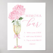 Pink Hydrangea, Gold Mimosa Bar Dusche Poster (Vorne)