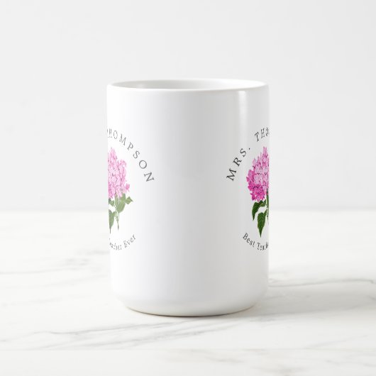 Pink Hydrangea Grand-Millenium Beste Lehrerin Kaffeetasse (Mittel)