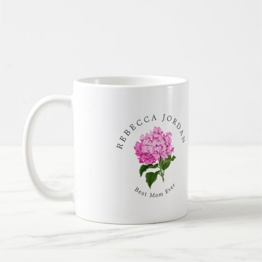 Pink Hydrangea Grand-Millenium Beste Mama je Kaffeetasse (Links)