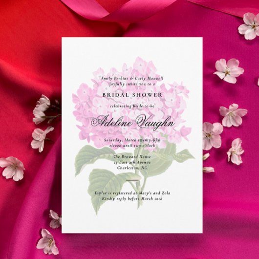 Pink Hydrangea Grandmillennial Brautparty Einladung