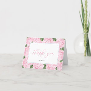 Pink Hydrangea grenzt an personalisierte Skripte Dankeskarte