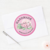Pink Hydrangea HANDMADE für Sie | Konservengeschen Runder Aufkleber (Umschlag)