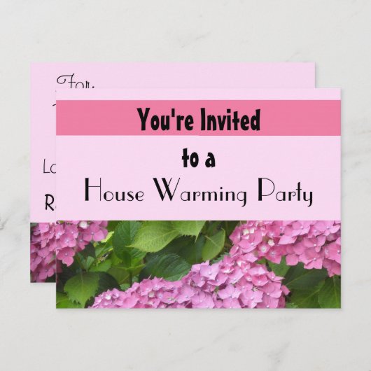 Pink Hydrangea House Erwärmung Party Einladung (Vorne/Hinten)