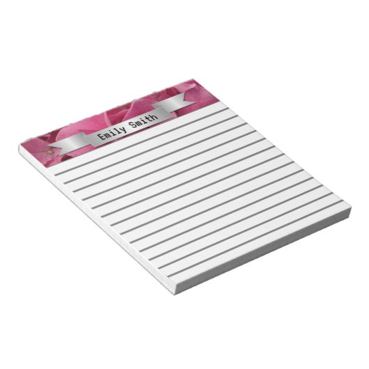Pink Hydrangea Hübsch Personalisiert Lined Notepad Notizblock (angewinkelt)