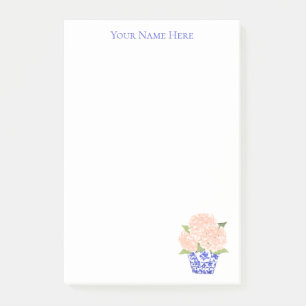 Pink Hydrangea in Chinoiserie Planer Post-It Note  Klebezettel