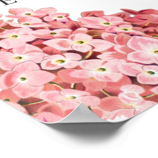 Pink Hydrangea, individuelles Hochzeitswillkommenp Poster (Ecke)