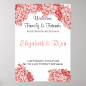 Pink Hydrangea, individuelles Hochzeitswillkommenp Poster (Vorne)