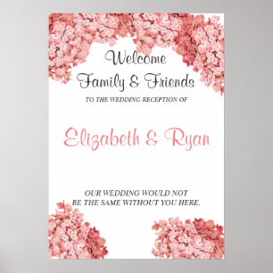 Pink Hydrangea, individuelles Hochzeitswillkommenp Poster