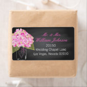 Pink Hydrangea Jar Chalkboard Wedding Label (Insitu)