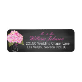 Pink Hydrangea Jar Chalkboard Wedding Label