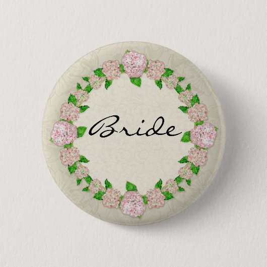 Pink Hydrangea Lace Floral Formal Elegante Hochzei Button (Vorderseite)
