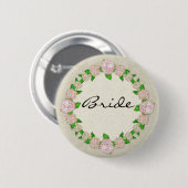 Pink Hydrangea Lace Floral Formal Elegante Hochzei Button (Vorne & Hinten)