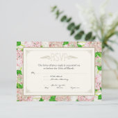 Pink Hydrangea Lace Floral Formal Elegante Hochzei RSVP Karte (Stehend Vorderseite)