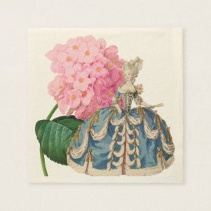 Pink Hydrangea Marie Antoinette Ecru Napkin Serviette