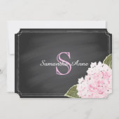Pink Hydrangea Mason Jar Chalkboard Brautparty Einladung (Rückseite)