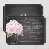Pink Hydrangea Mason Jar Chalkboard Brautparty Einladung (Vorne/Hinten)