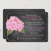Pink Hydrangea Mason Jar Chalkboard Brautparty Einladung (Vorne/Hinten)