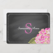 Pink Hydrangea Mason Jar Chalkboard Brautparty Einladung (Rückseite)