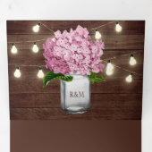 Pink Hydrangea Mason Jar String Lights Hochzeit Dreifach Gefaltete Einladung (Innen Erste Seite)