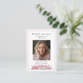 Pink Hydrangea Memorial Photo Psalm 23 Prayer Card Visitenkarte (Stehend Vorderseite)