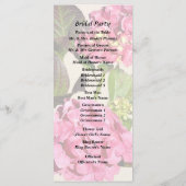 Pink Hydrangea mit Blätter Hochzeitsprogramm Programm (Rückseite)