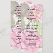 Pink Hydrangea mit Blätter Hochzeitsprogramm Programm (Vorne/Hinten)