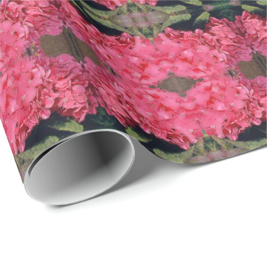 Pink Hydrangea-Muster Geschenkpapier (Rolleneckpunkt)